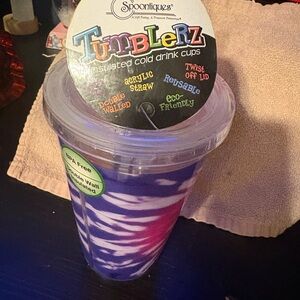 Beetles  Insulated Cold Drink Cup - Purple/Pink Swirl